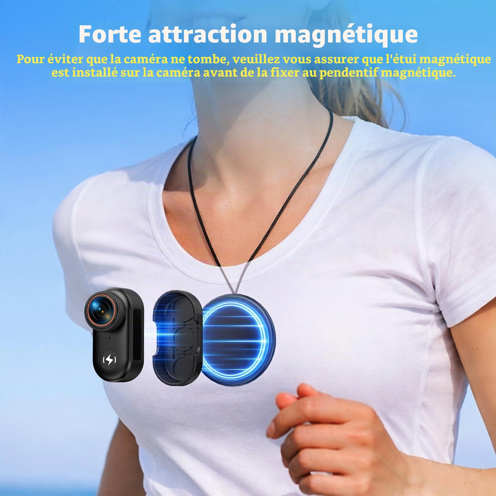 Caméra Sport 4K Bodycam POV avec Carte 64 Go, Action Cam WiFi Ultra-compacte avec écran 1,47", Mini Caméra Corporelle Camescope Portable à Fixation magnétique pour TikTok, Youtube, Vlogging