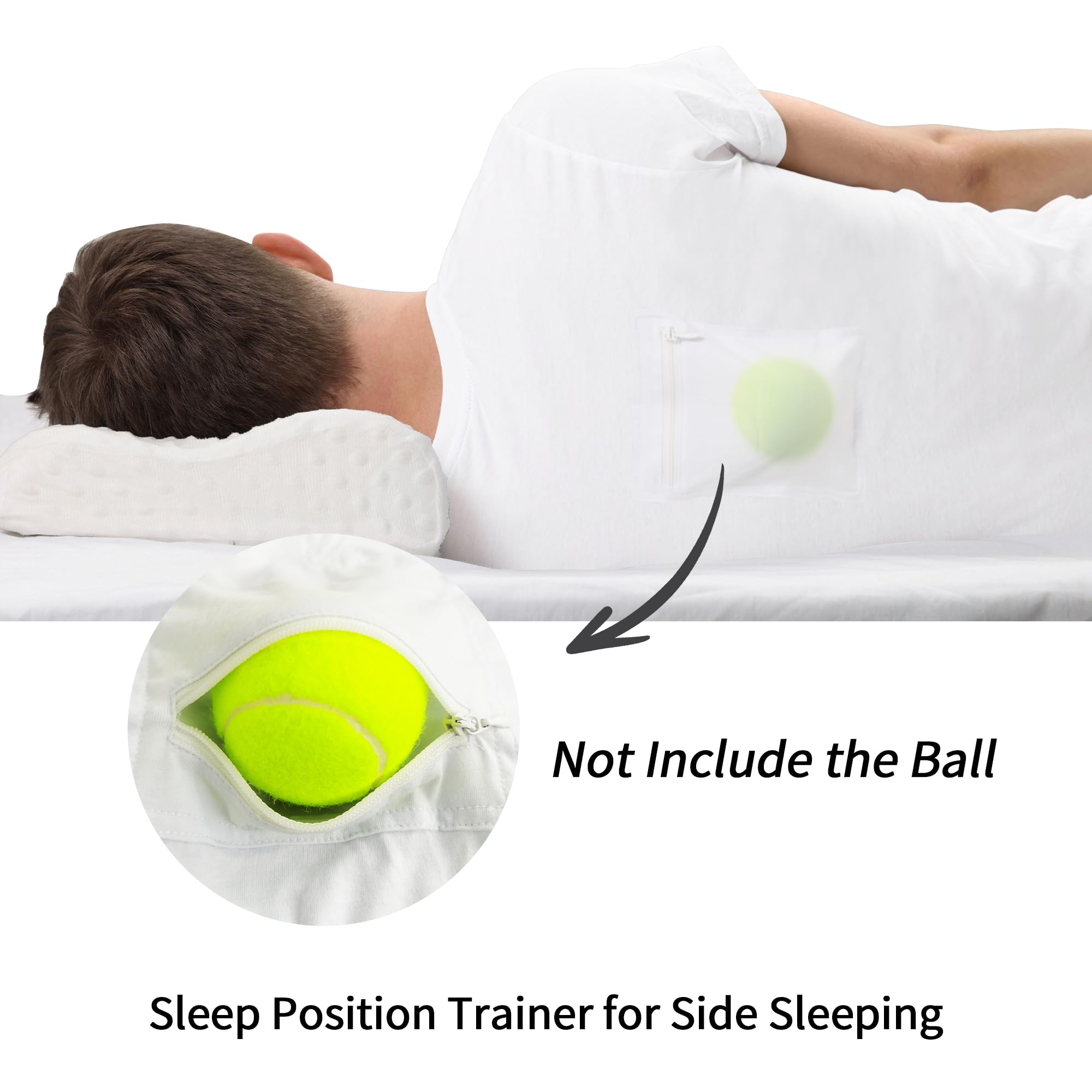Sleep Apnea T-Shirt on Side Positional Therapy to Prevent Back Sleeping (White, S) — Amazon image 4