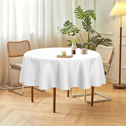 Miniatura 3 de sancua - Paquete de 2 manteles redondos de poliéster, de 60 pulgadas, resistentes a las manchas y a las arrugas, lavables, para la mesa del comedor,
