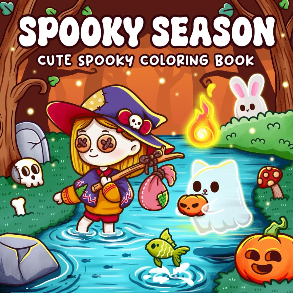 Spooky Season: Coloring Book for Adults Featuring Cozy Creepy Characters in Funny Moments and Comfy Activities for Relaxation