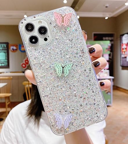 Miniatura 2 de Funda brillante para Samsung Galaxy A32 5G (no compatible con 4G), funda de lujo con purpurina bonita y brillante con diamantes 3D de mariposa