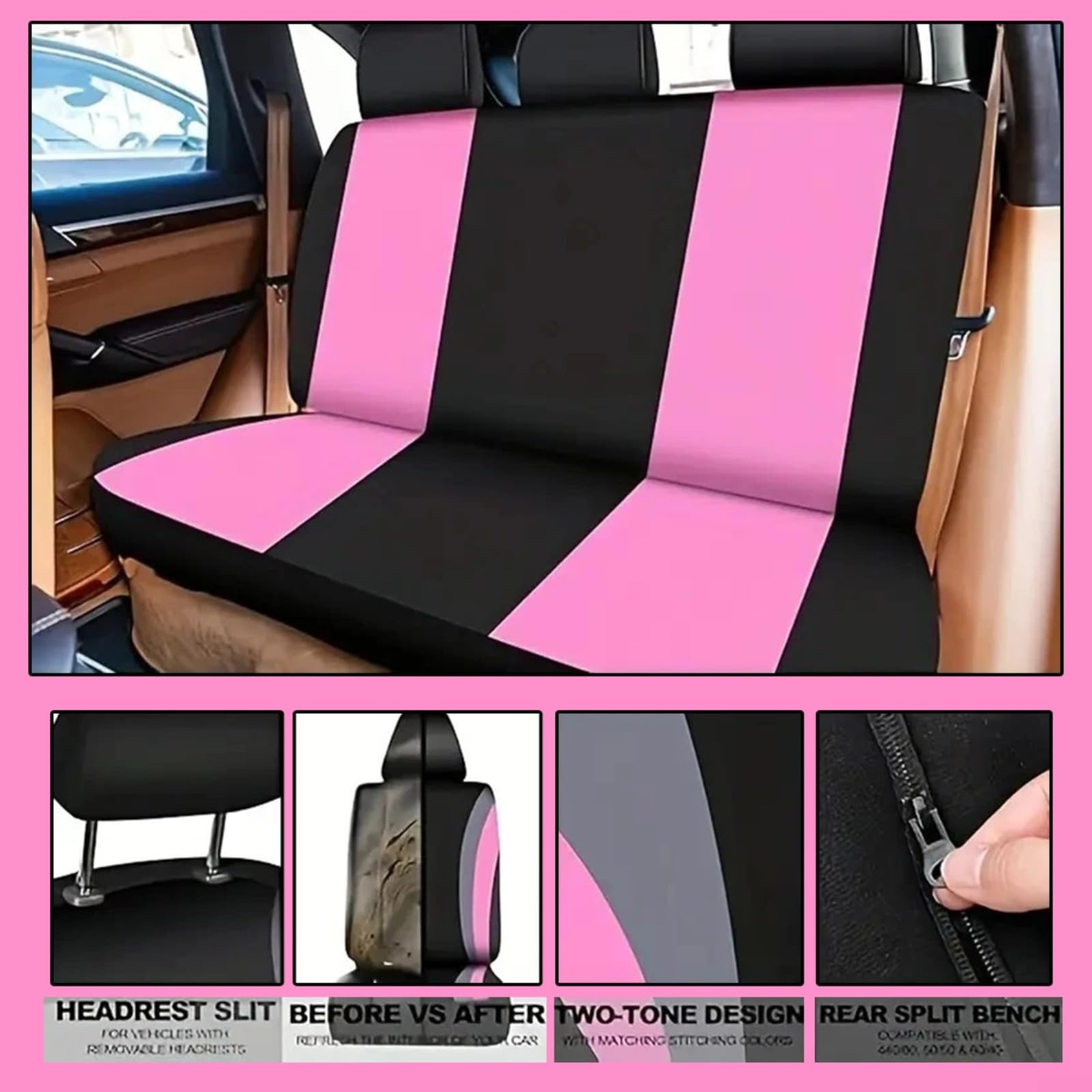 Set di 45 coprivolanti per auto in peluche per sedile e volante, accessori interni in morbida finta lana, facili da installare per la maggior parte dei veicoli (rosa)