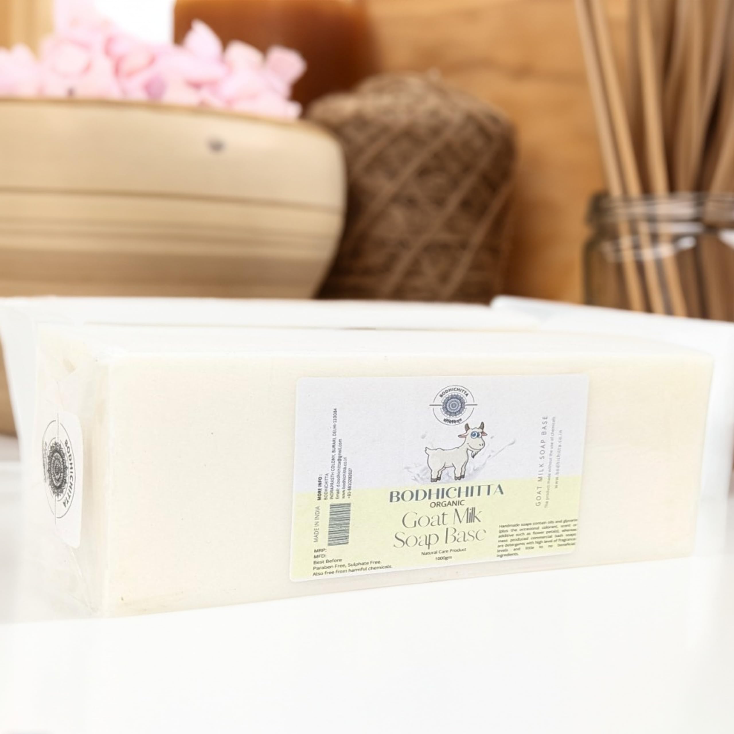 Bodhichitta Ultra Clear Transparent Glycerin Soap Base & Goat Milk Soap For Moisturising Skin Soap Base Combo for DIY Soap Making Pack Of 2 (1000g each) 2