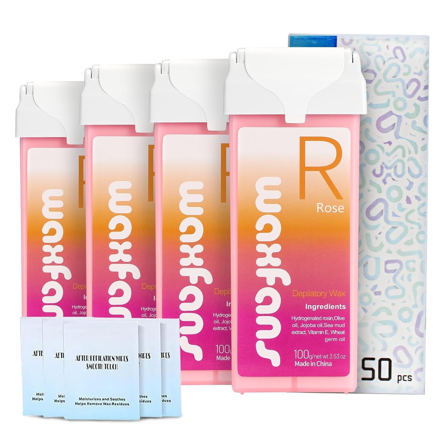 Waxfans Roll On Wax,Rose Wax Roller Refill for Body Area