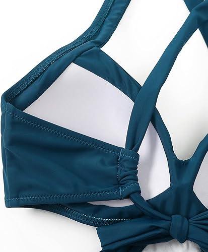 Miniatura 5 de RXRXCOCO - Traje de baño de una pieza para mujer, cruzado en la parte delantera, con control de abdomen y con abertura, cintura alta, monokini