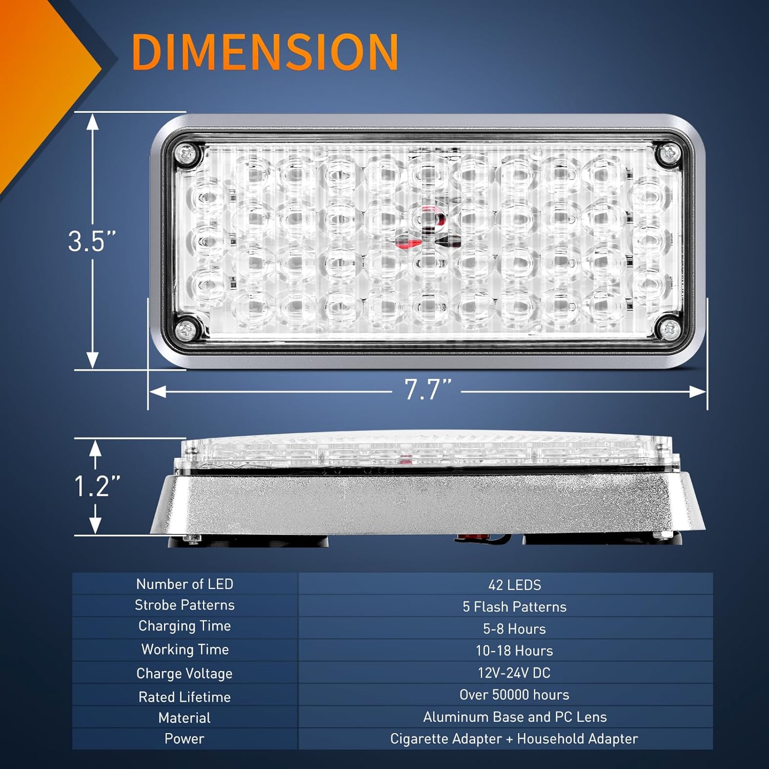 Nilight 2PCS 42LED Red Blue Magnetic Strobe Lights Portable Warning Hazard Light Surface Mount Waterproof 5 Patterns for 12V 24V Cars Trucks Van Off Road Vehicles ATV