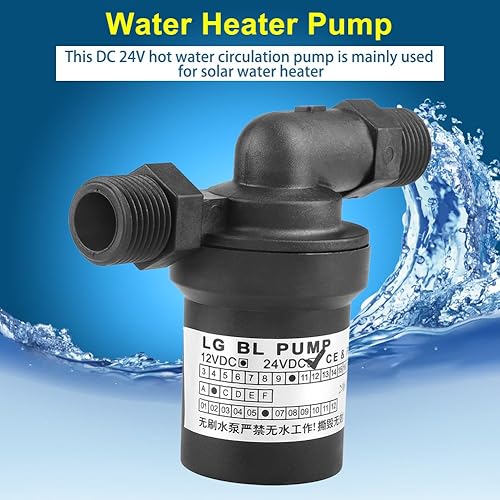 Miniatura 5 de Bomba de circulación de agua caliente, DC 24V 18W 11LMin (2.9gpm) montaje para calentador de agua solar circulación caliente