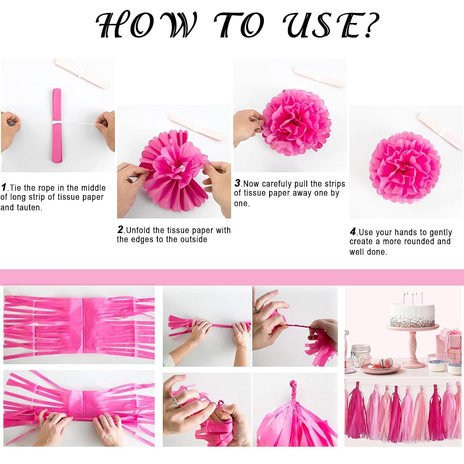 Pink Red Birthday Party Decorations Kit - FREE SHIPPING -7