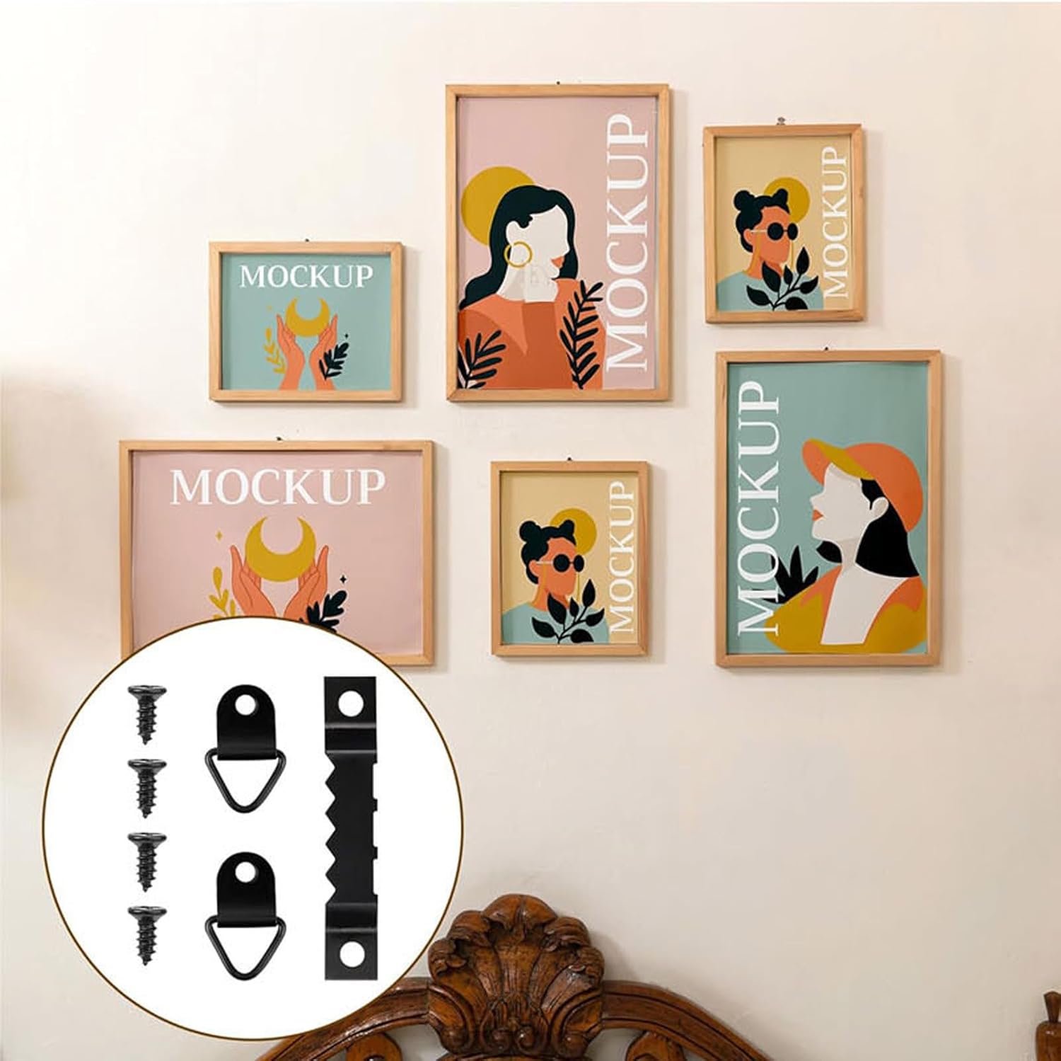 Heavy Duty Sawtooth Picture Frame Hangers with Screws, Black, Small, 100 Pack with 200 Screws, for Frames, Paintings, Artwork, Photos, Home Decor (Black)