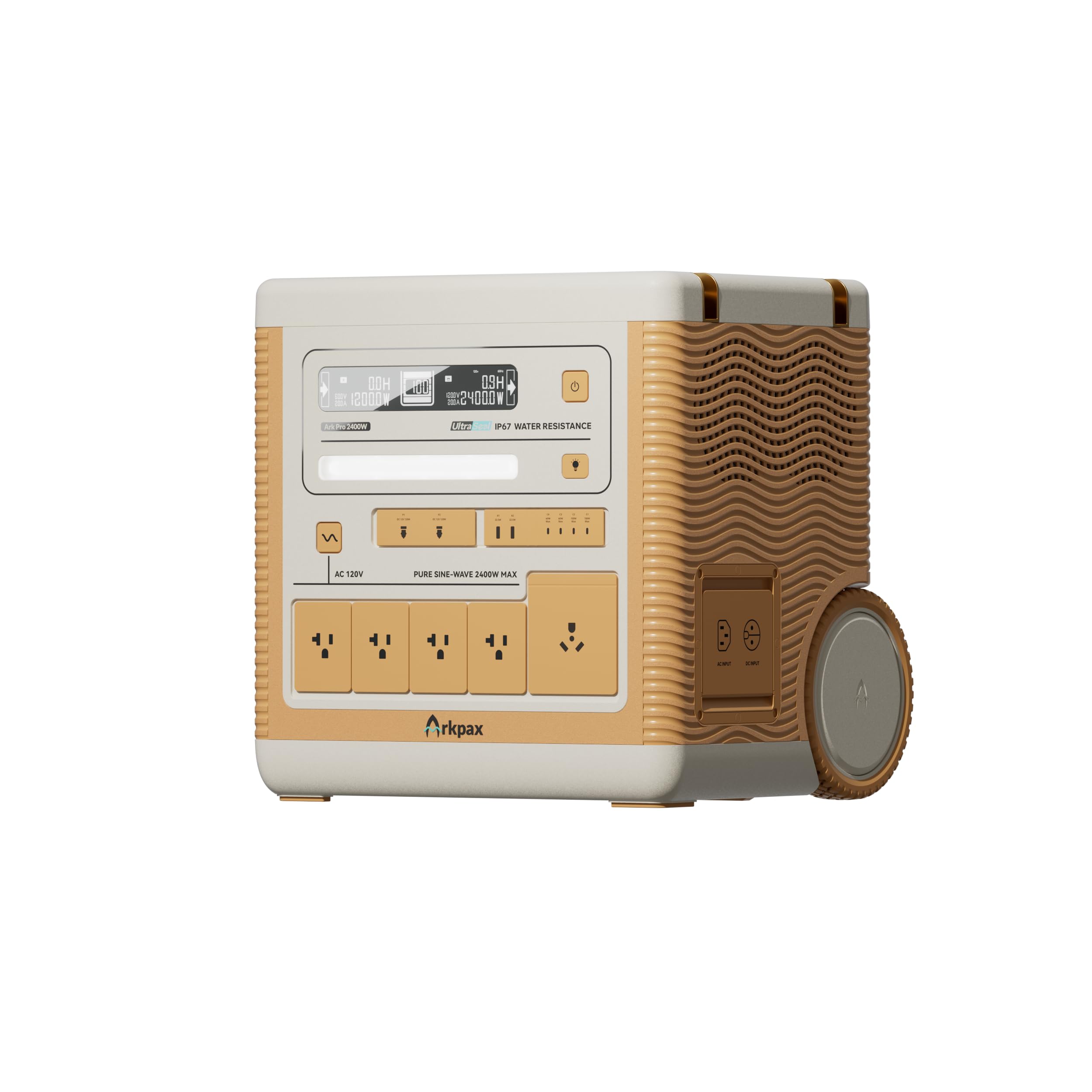 Station électrique portable Arkpax Ark PRO, capacité 2304Wh, batterie LFP 2300Wh, entrée solaire 1200W, recharge rapide. Quelques défauts dans l'emballage, produit non utilisé (reconditionné)