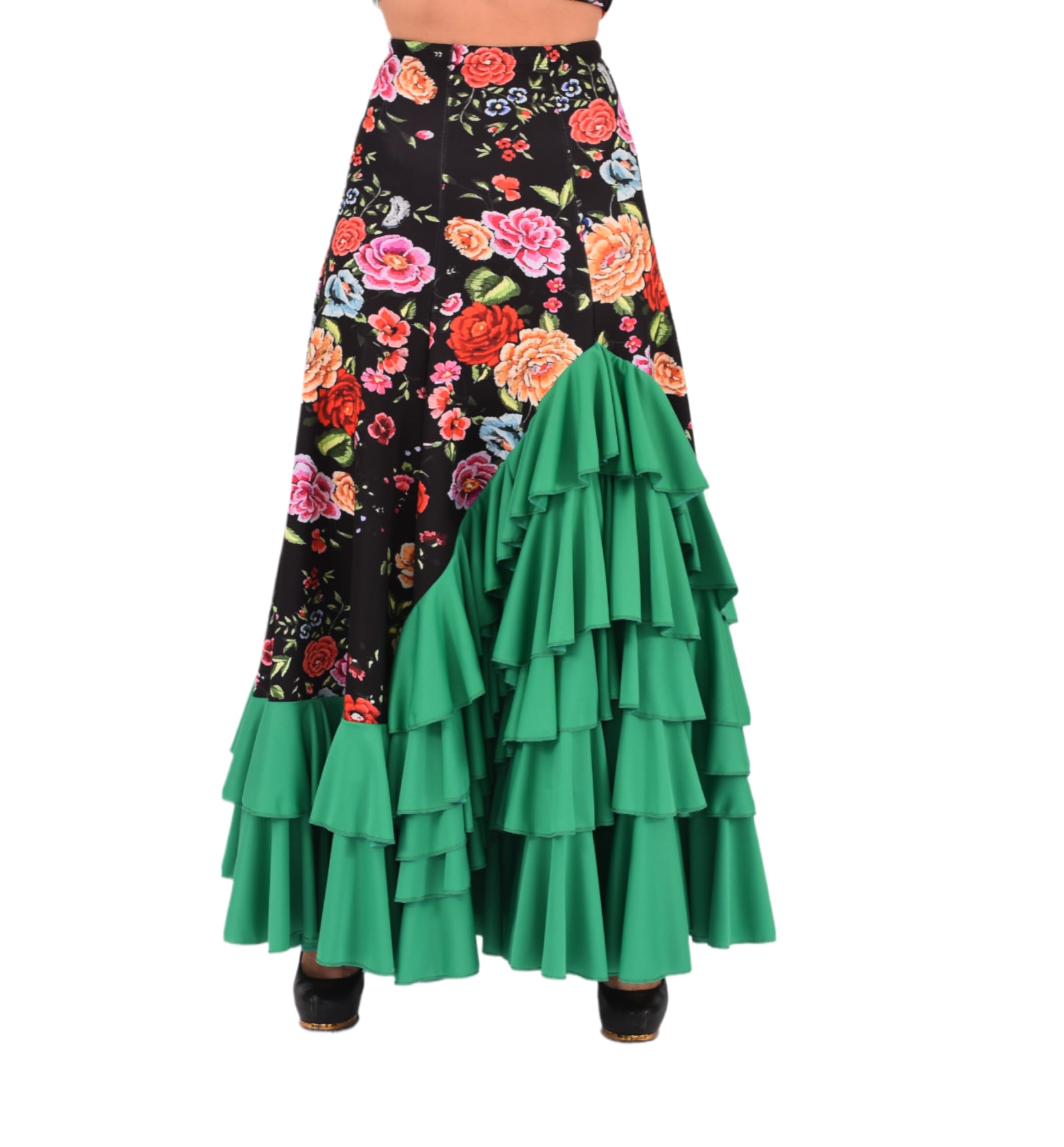 Falda Flamenca Mujer con 5 Volantes – Mucho Vuelo y Caída Espectacular – Ligera, Cómoda y Ideal para Baile, Ensayo o Escenario