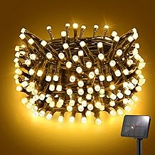 Solar String Lights Outdoor Garden 50LED 5M 16.4FT Garden Lights Solar Powered Waterproof 8 Modes for Patio/Yard/Tree/Gazebo/Terrace/Party/Wedding - Warm White