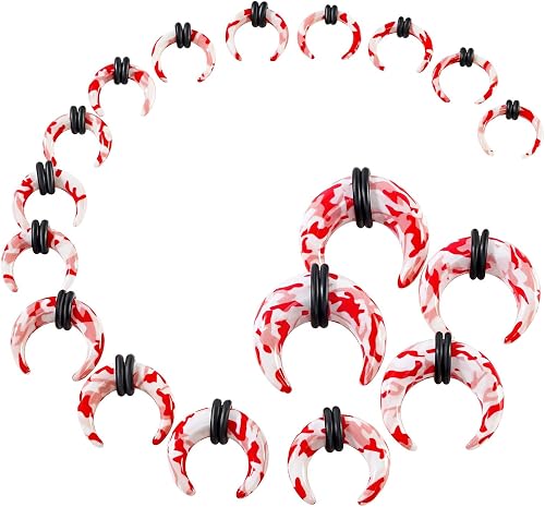 Longbeauty 18Pcs Acrylic Septum Pincher Tapers C Shape Buffalo Ear Taper Kit Str