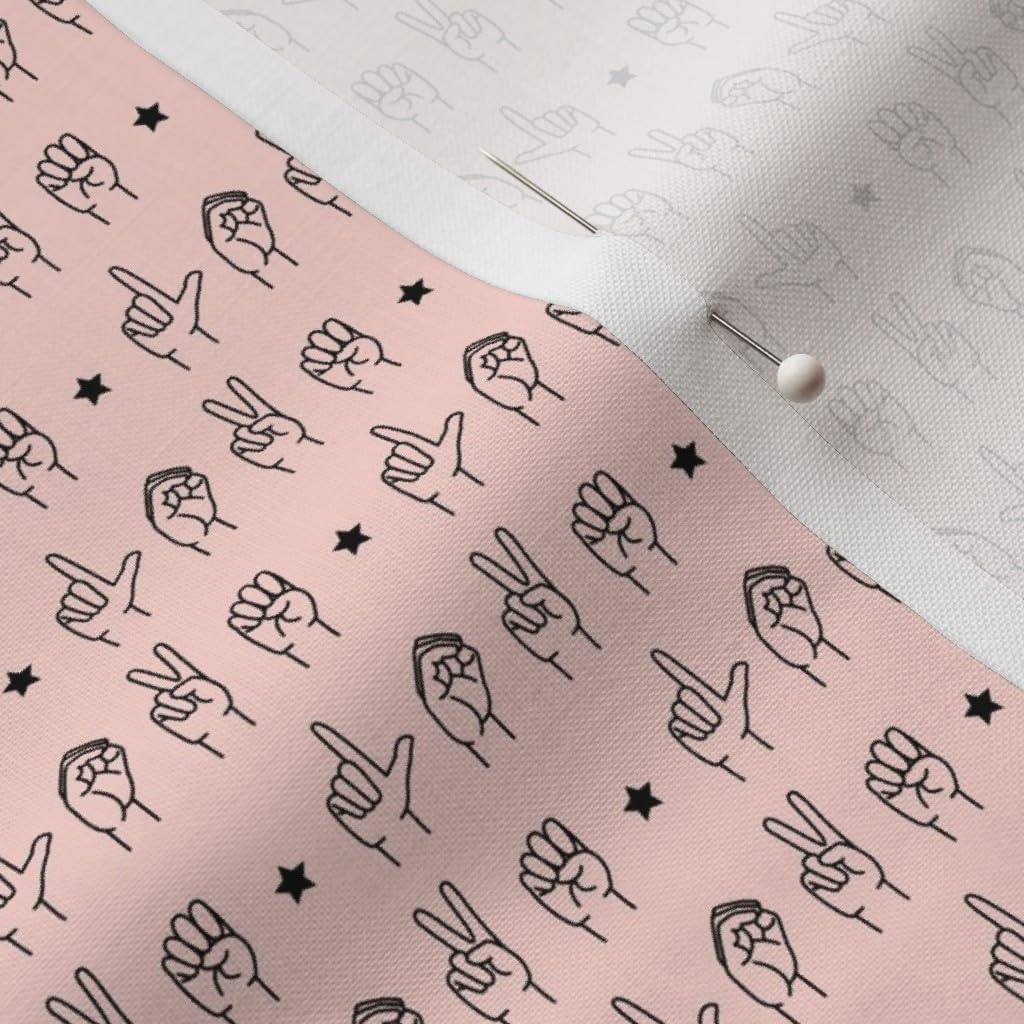 Spoonflower Fabric - Micro Print Love Sign Language Rose Trendy Hands Printed on Petal Signature Cotton Fabric by The Yard - Sewing Quilting Apparel Crafts Decor