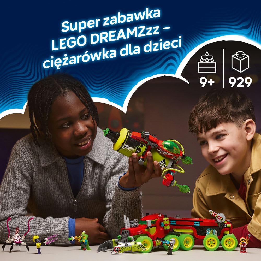 LEGO DREAMZzz Sprayowa ciężarówka Mateo 71499 | ciężarówka fantasy, zestaw klocków, prezent dla chłopca i dziewczynki 9+, kreatywna misja, 929 elementów
