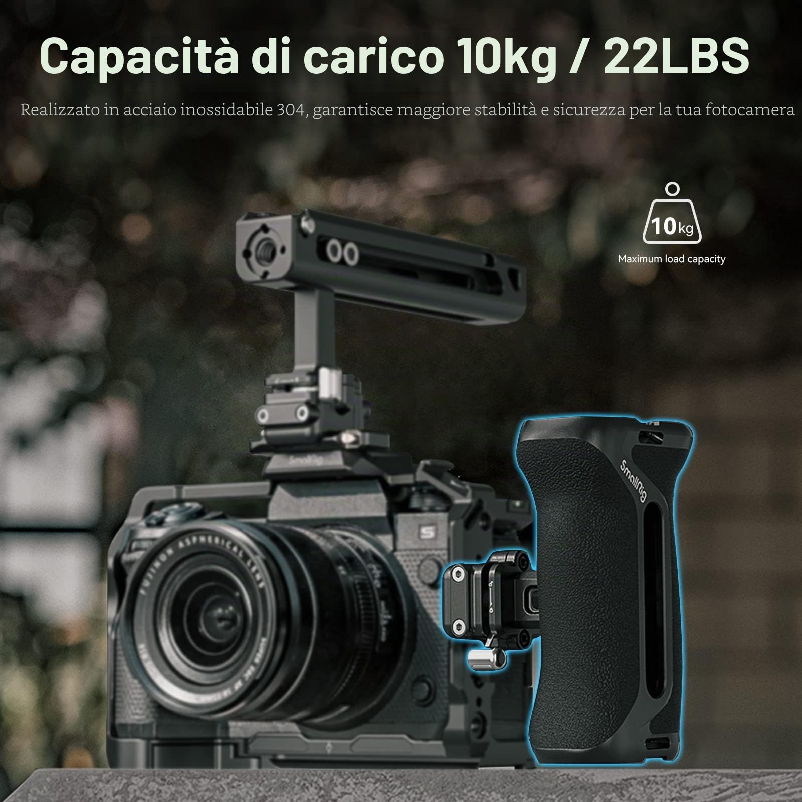 SMALLRIG Maniglia Laterale NATO a Scatto, Design a Blocco Rapido, Regolabile Su/Giù, con Supporto per Scarpa Fredda Integrato, Foro Filettato, Foro per Cinturino da Polso - 4017