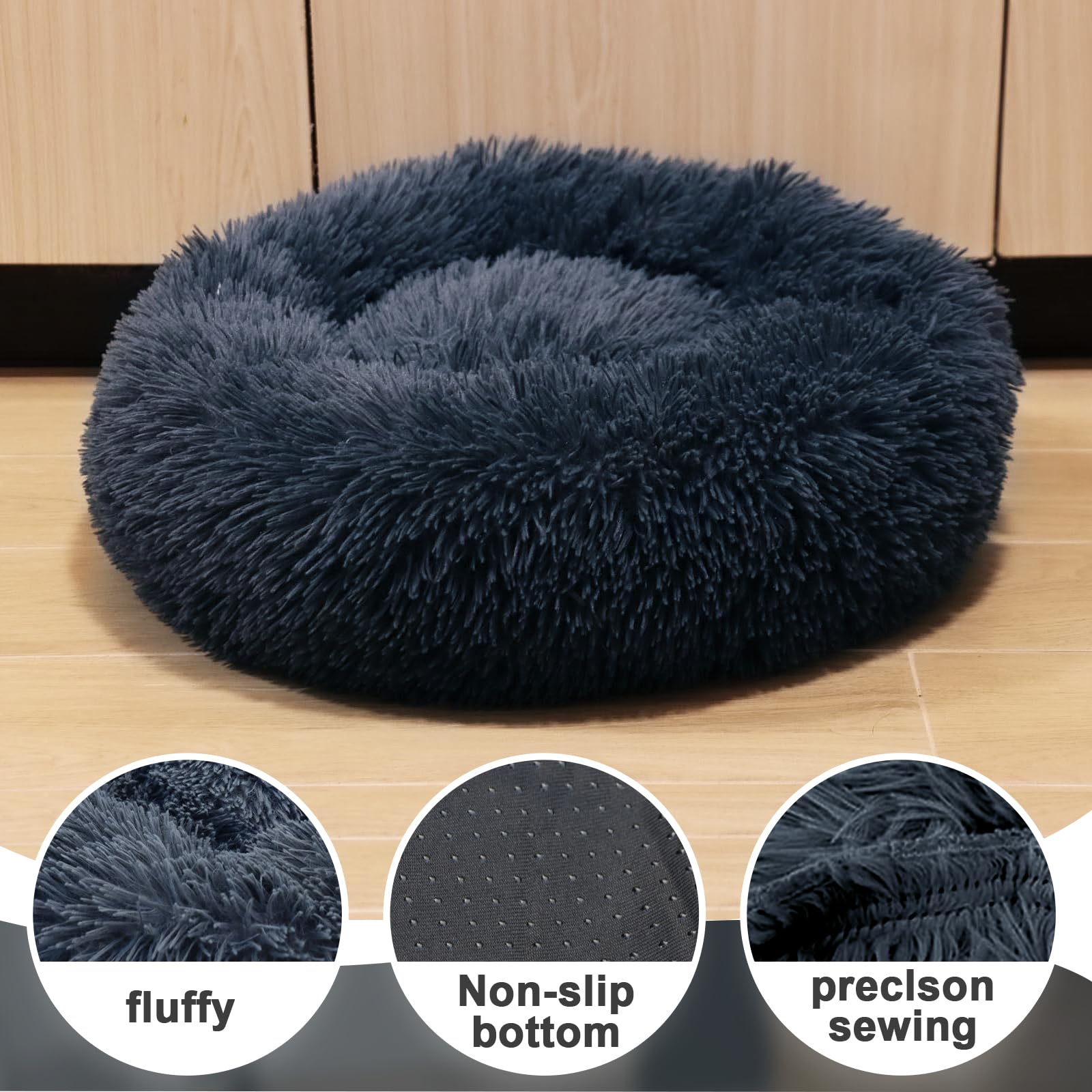MDDK DY Cuccia Cane Interno, Cuccia Gatto Morbido Lavabile e Confortevole, Cuscino Cane Taglia Media e Grande,Letto Per Gatti e Cani Domestici a Ciambella (70 * 23CM Grigio Scuro)