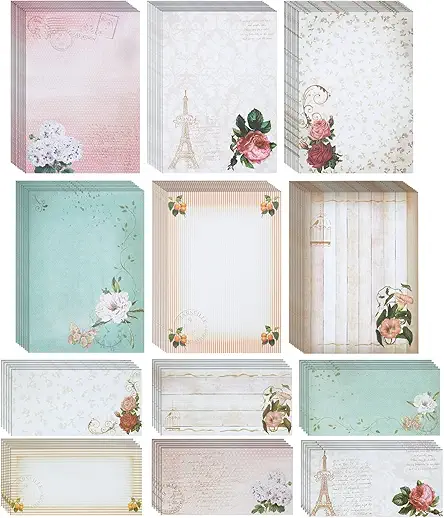 90 Piece Vintage Letter Writing Paper Set (60...