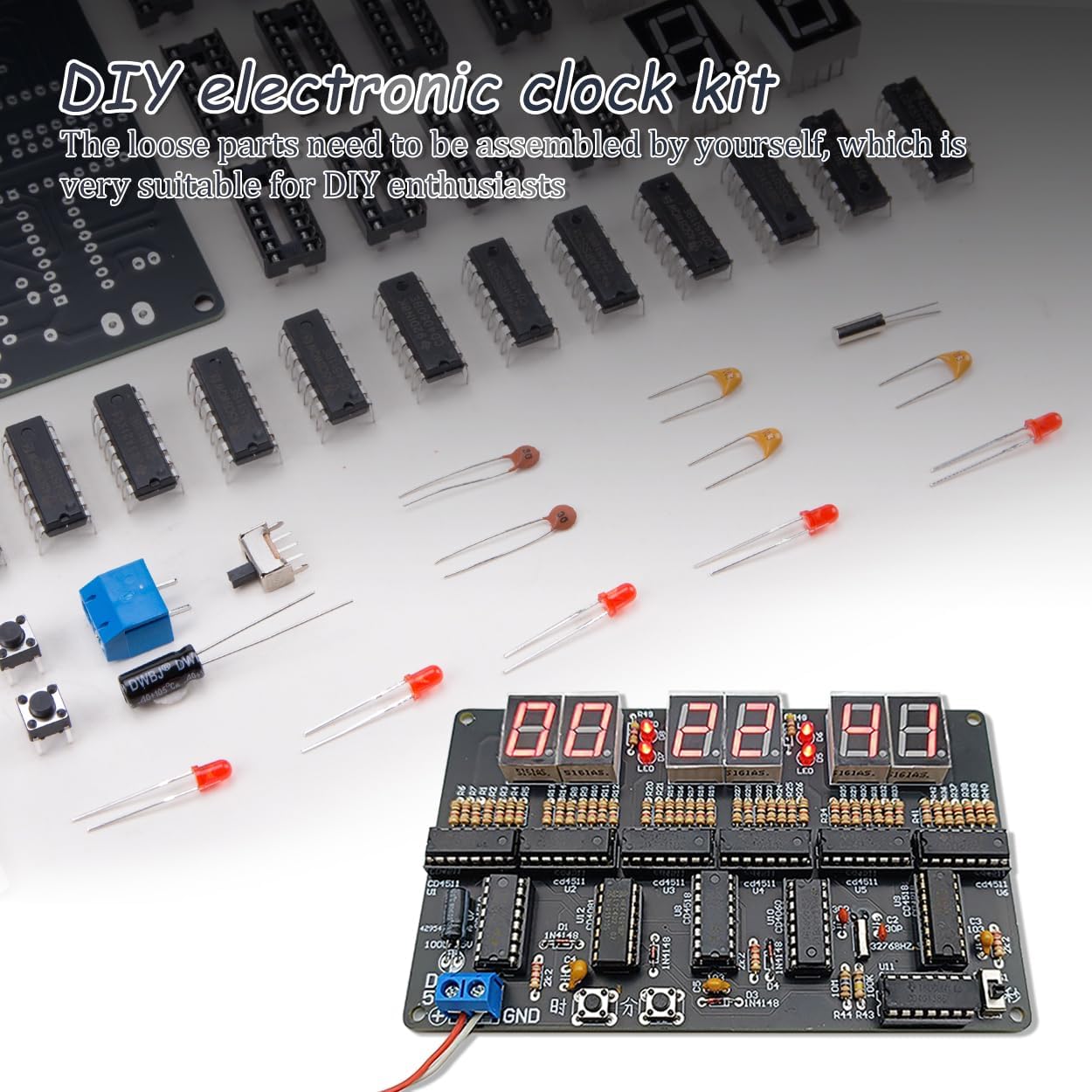 ZORZA 1Set 6-Digit DIY Electronic Clock Kit DC 4.5V-5.5V Circuit Board for Soldering Practice Learning for Crafting Your Own Clock Electronics Hobbyists