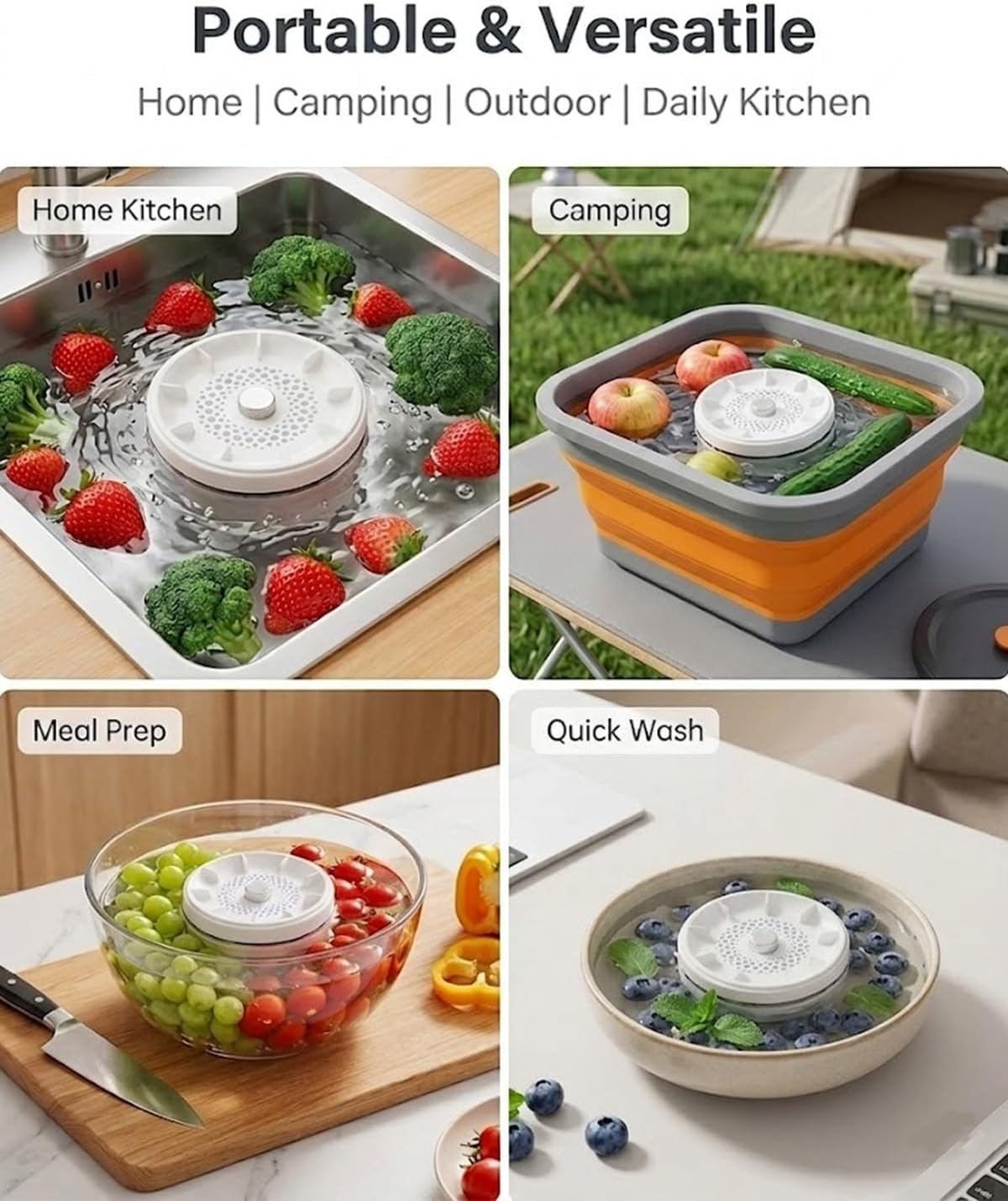 Fruit and Vegetable Washing Machine, Portable Produce Purifier Device, Ultrasonic Veggie Washer Cleaner, Wireless Automatic Food Cleaning, Waterproof Electric Kitchen Gadget for Meat or Rice(3pcs)