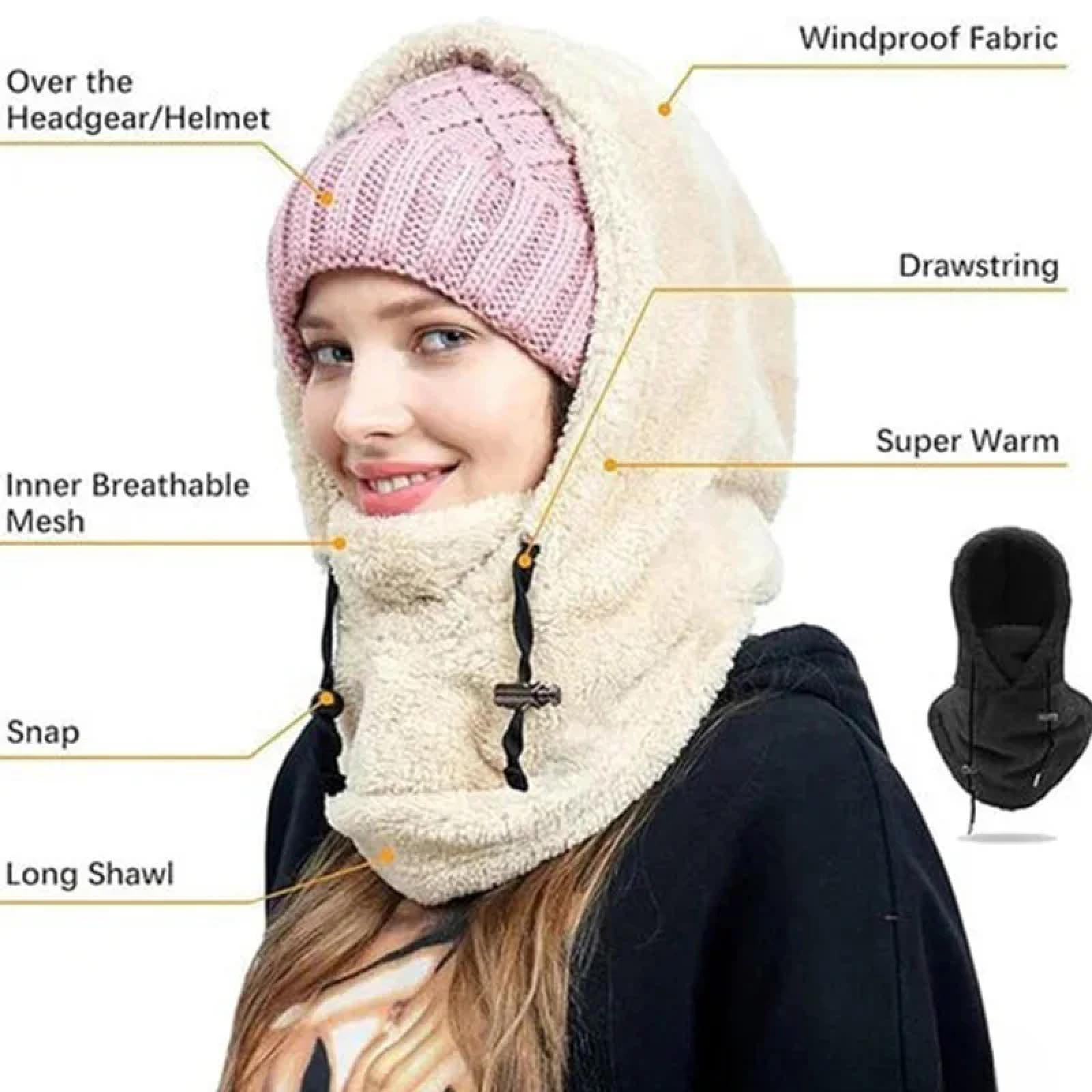 Gorros De Punto para Sombrero Tejido Beanie Gorro De Felpa Engrosar Gorros Bufanda para El Cuello Mascarilla Deportes Al Aire Libre Ajustable A Prueba De Viento Cálido