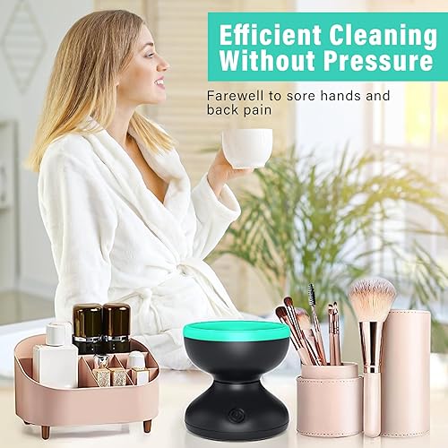 Limpiador de brochas de maquillaje, máquina limpiadora de brochas de maquillaje eléctrica recargable por USB, herramientas de limpieza de brochas de