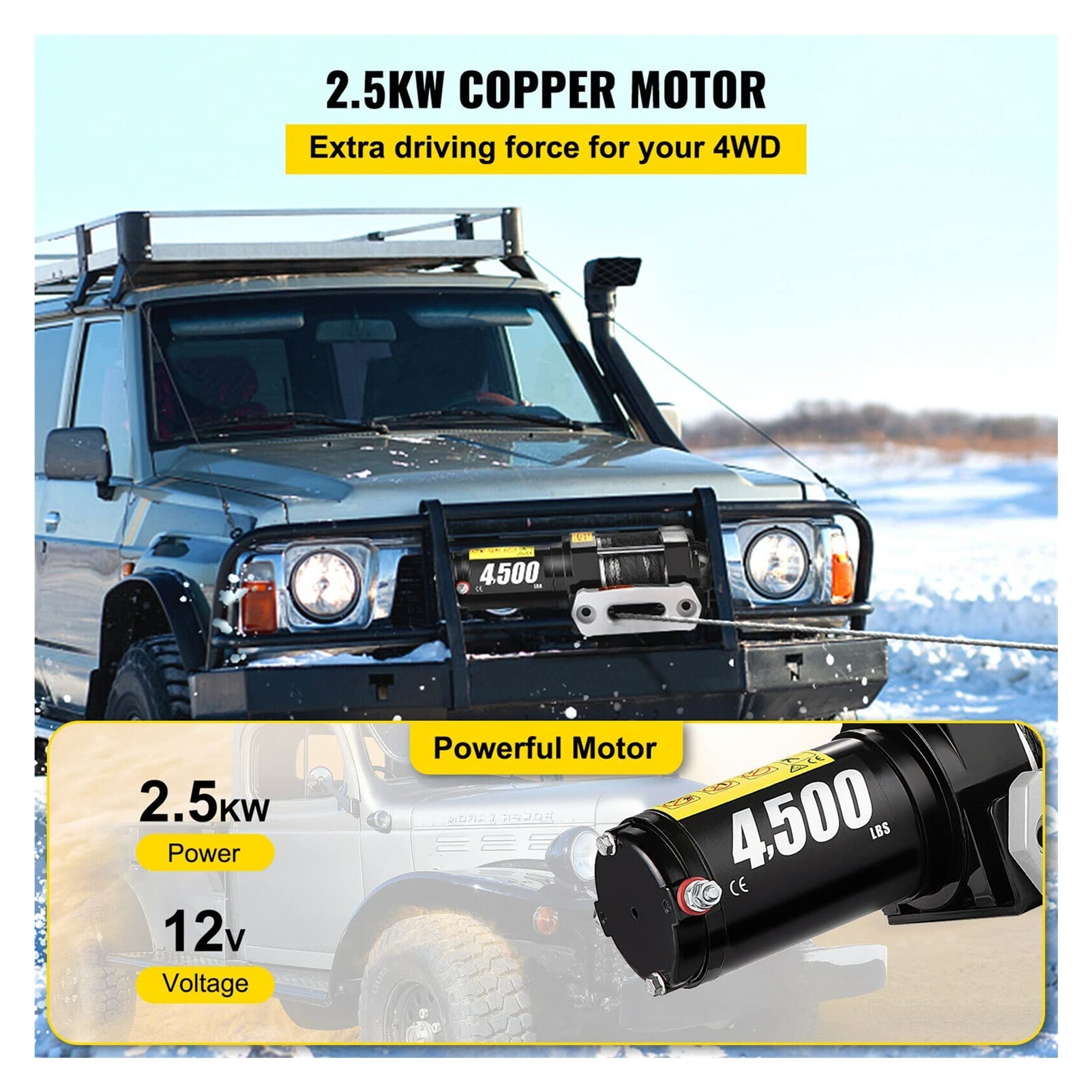450 0lbs 12V Cabrestante eléctrico for 4x4 42.6 pies Correa de remolque automóviles sintheico con control inalámbrico Canal televisión británico Camión fuera camino