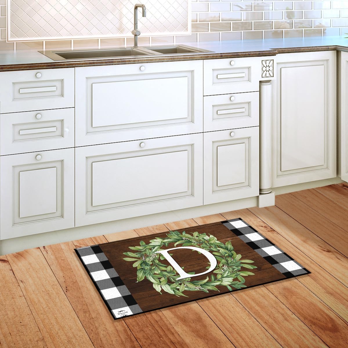 Briarwood Lane Wreath Monogram Letter D Doormat