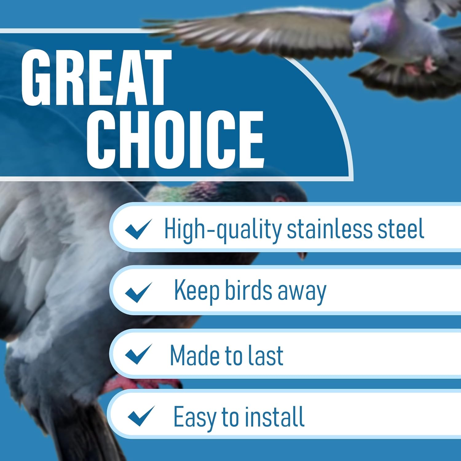 Bird Mini Spikes - 4 Pack - Anti Bird, Squirrel, Rabbit and Snake Spikes for Outdoor - Animal Spike Strips for Windows, Balcony and Garden