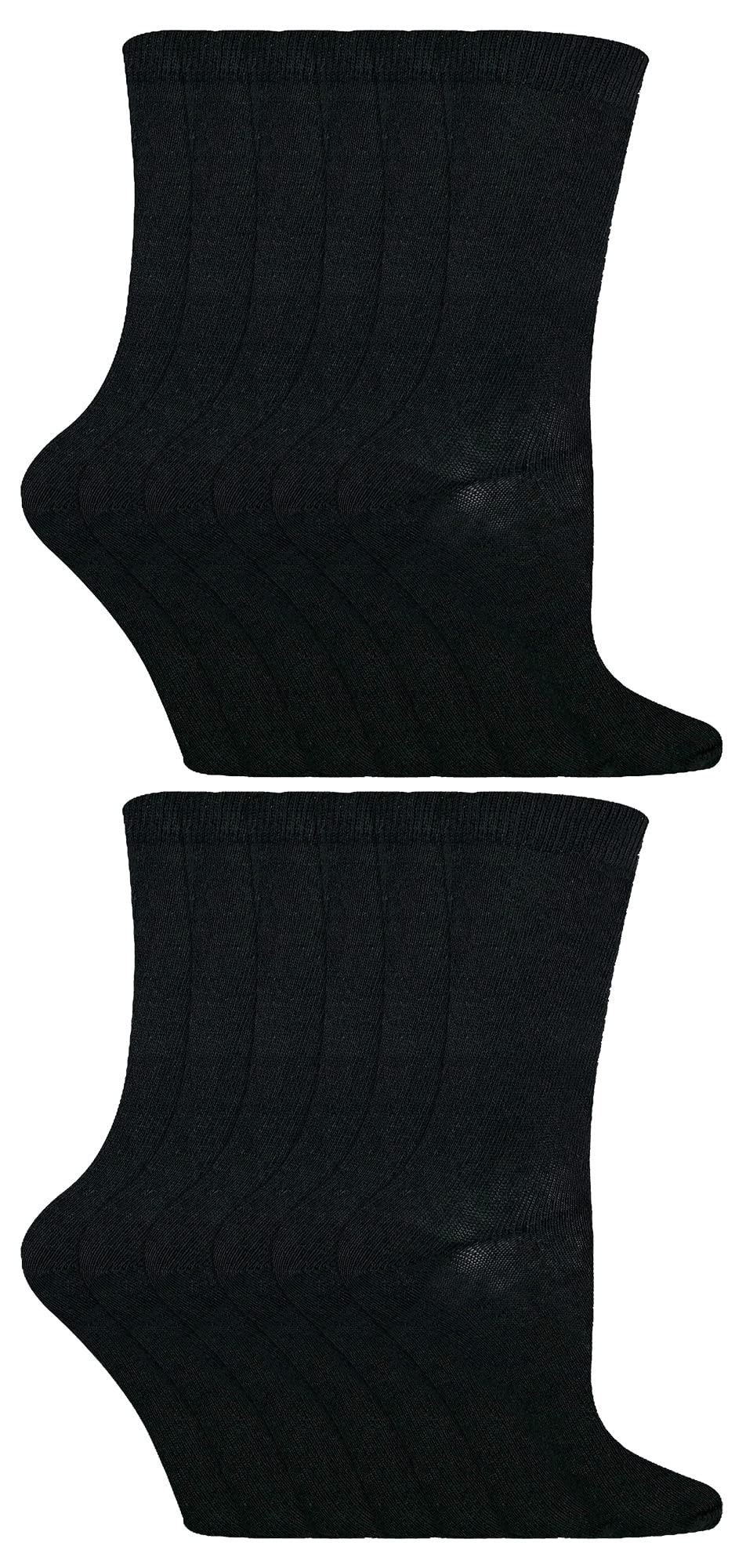 Sock Snob 12 Pair Kids Bamboo Socks - Plain - Breathable - School - Hypoallergenic