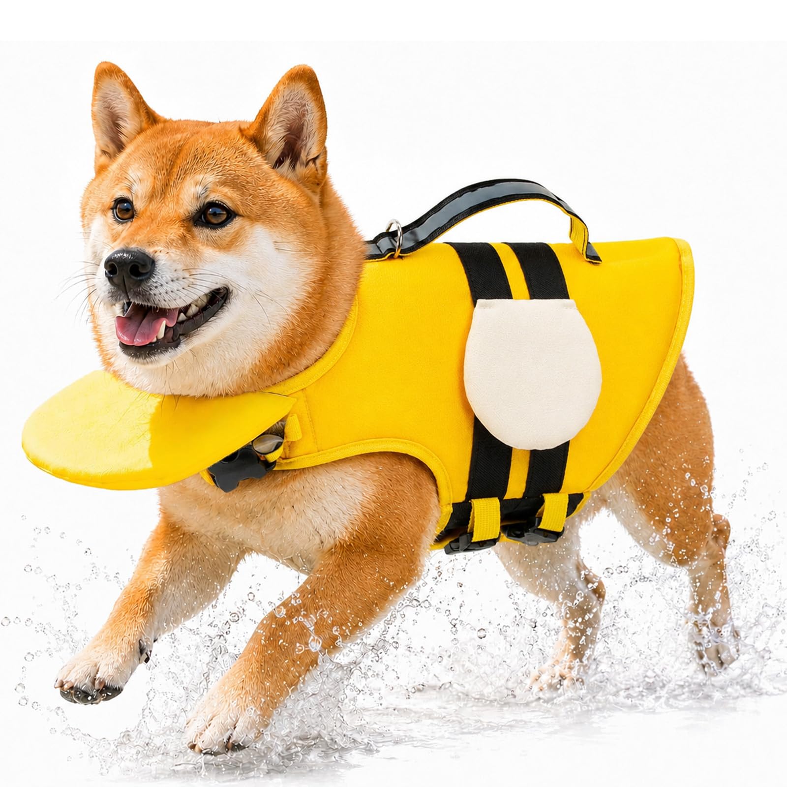 Dog Life Jacket with Chin Float and Rescue Handle, Adjustable Dog Swimming Vest with Buoyancy Aid, Reflective Pet Life Vest for Swimming Pool Beach Boating Small Medium Large Dogs (B,M)