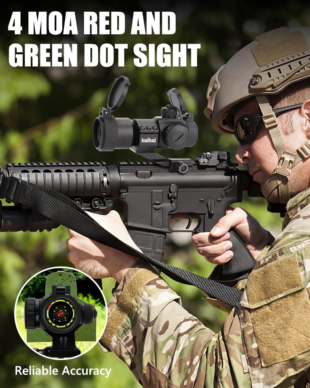 Kalkal Red Green Dot Sight, Reflex Sight Airsoft Gun Scope, 4 MOA Red Dot Optics for Picatinny Rail | Absolute Co Witness | Cantilever Mount : Sports & Outdoors