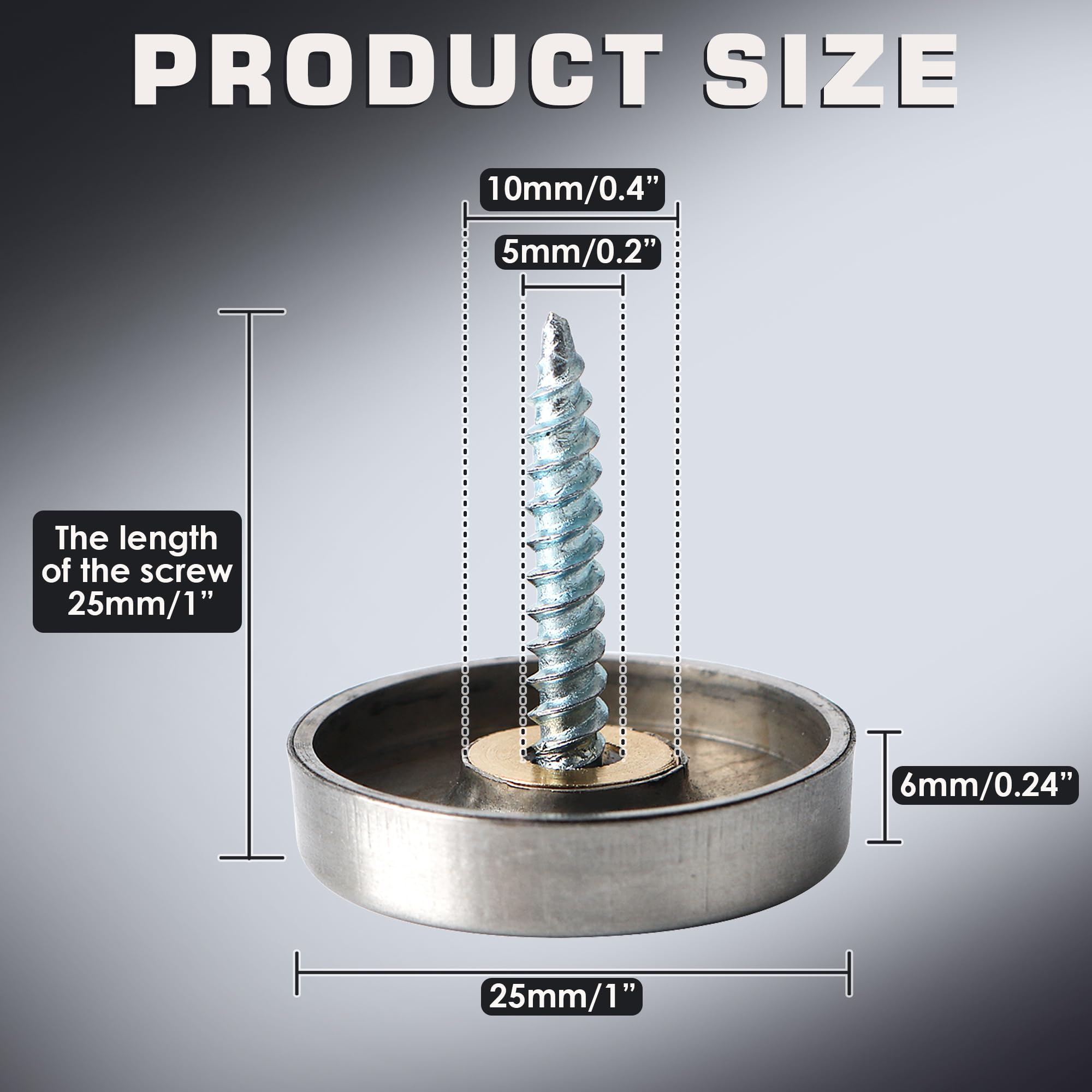 Brushed Stainless Steel Screw Covers - 12 Pack -2 Brushed Stainless Steel Screw Covers - 12 Pack -2