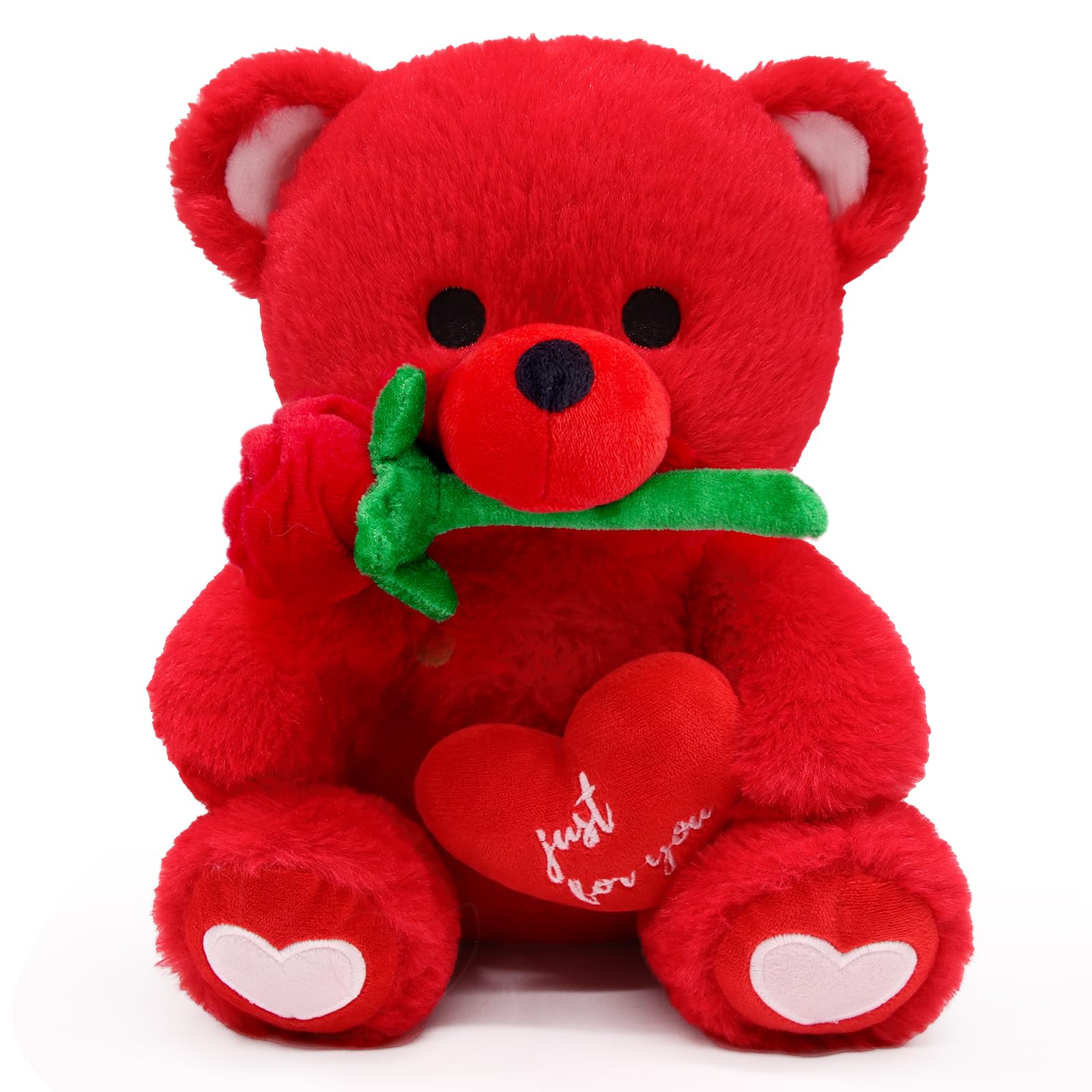 9in Teddy Bear Plush,Red Bear Stuffed Animals with Heart and Rose,Gift for Her Him Girlfriend,Teddy Plushie Doll Toy for Boys and Girls,Party Favors Home Decor