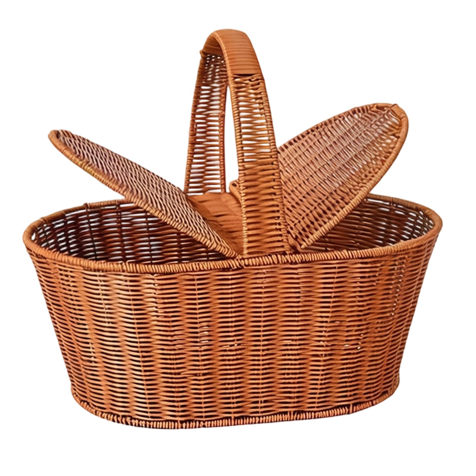 Elnwnnkc Handwoven Organizers Basket with Top Lid and Easy Grip Handle Room Compartment for Household Items Traditional Outdoor Meal Bag