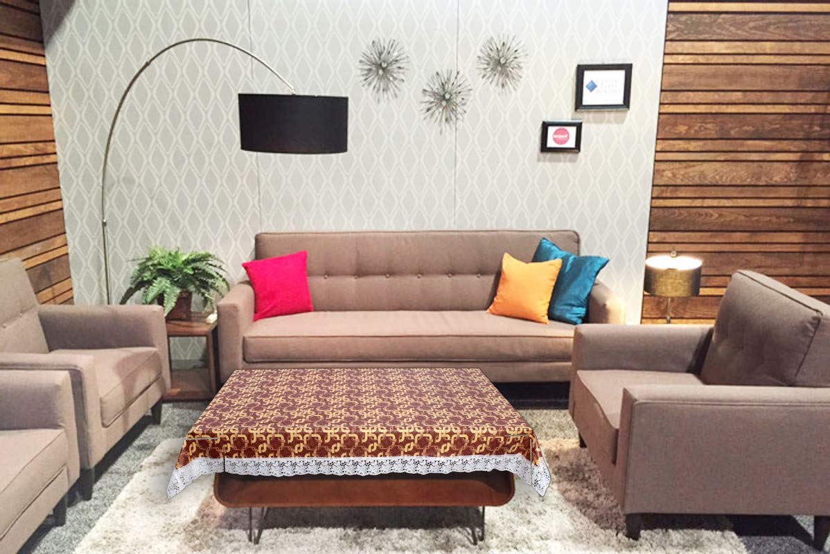 The Furnishing Tree Rectangular Shaped WxL 45x70 Inch Center Table Cover Trellis Pattern Brown, Waterproof PVC-picture-26