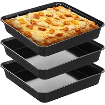 3 Pcs Detroit Style Pizza Pan 10 x 10 x 1.8 Inch Non Stick Rectangle Deep Pizza Pans Pre Seasoned Carbon Steel Sicilian Style Pan Dish Bakeware Kitchenware