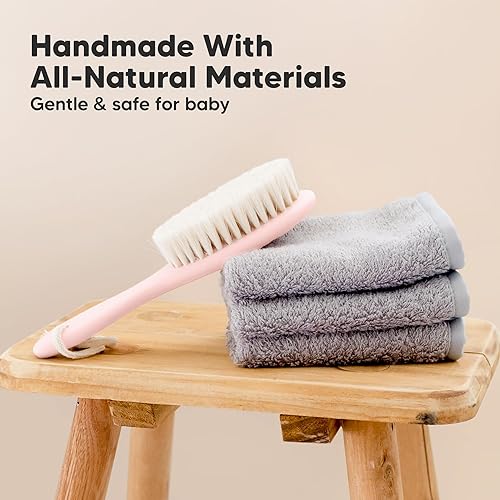 Miniatura 40 de Cepillo de madera para el pelo del bebé, cepillo de bebé con cerdas suaves de cabra, peine suave perfecto para recién nacidos para bebés, niñas