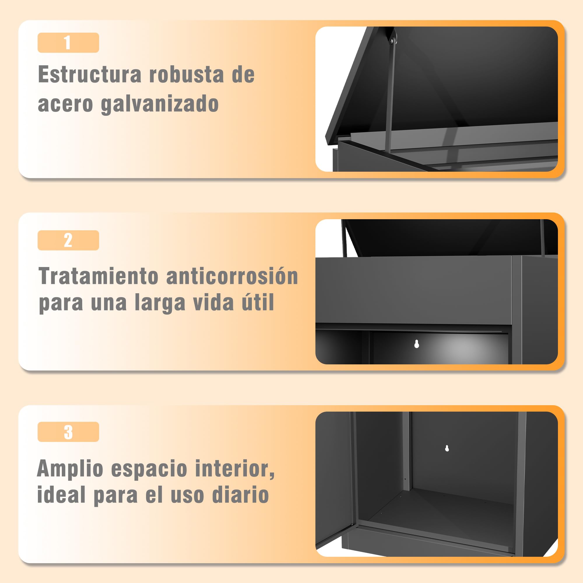 Caja para Paquetes Exterior XXL, Buzón con Compartimento para Paquetes Buzón Antirrobo con Cerradura de Código, Montaje en Pared Impermeable para Paquetes Domésticos Terraza Jardín