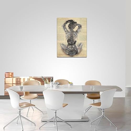 Miniatura 5 de Arte de pared de guitarra, notas musicales, imágenes, decoración de pared, guitarra, música, niña, amante, citas inspiradoras, impresiones de