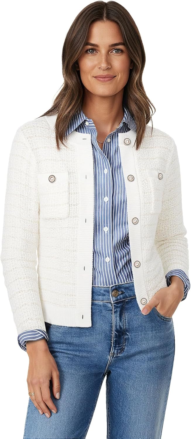 GRACE KARIN Womens Open Front Button Down Long Sleeve Texture Knit Cardigan Sweaters with Pockets - Image 2