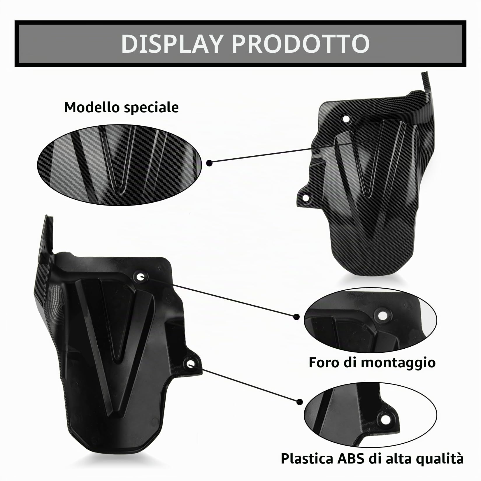 Parafango Posteriore Paraspruzzi per ADV 350 2022 2023 2024 2025,PSLER Parafango Accessori Moto(Fibra di carbonio)