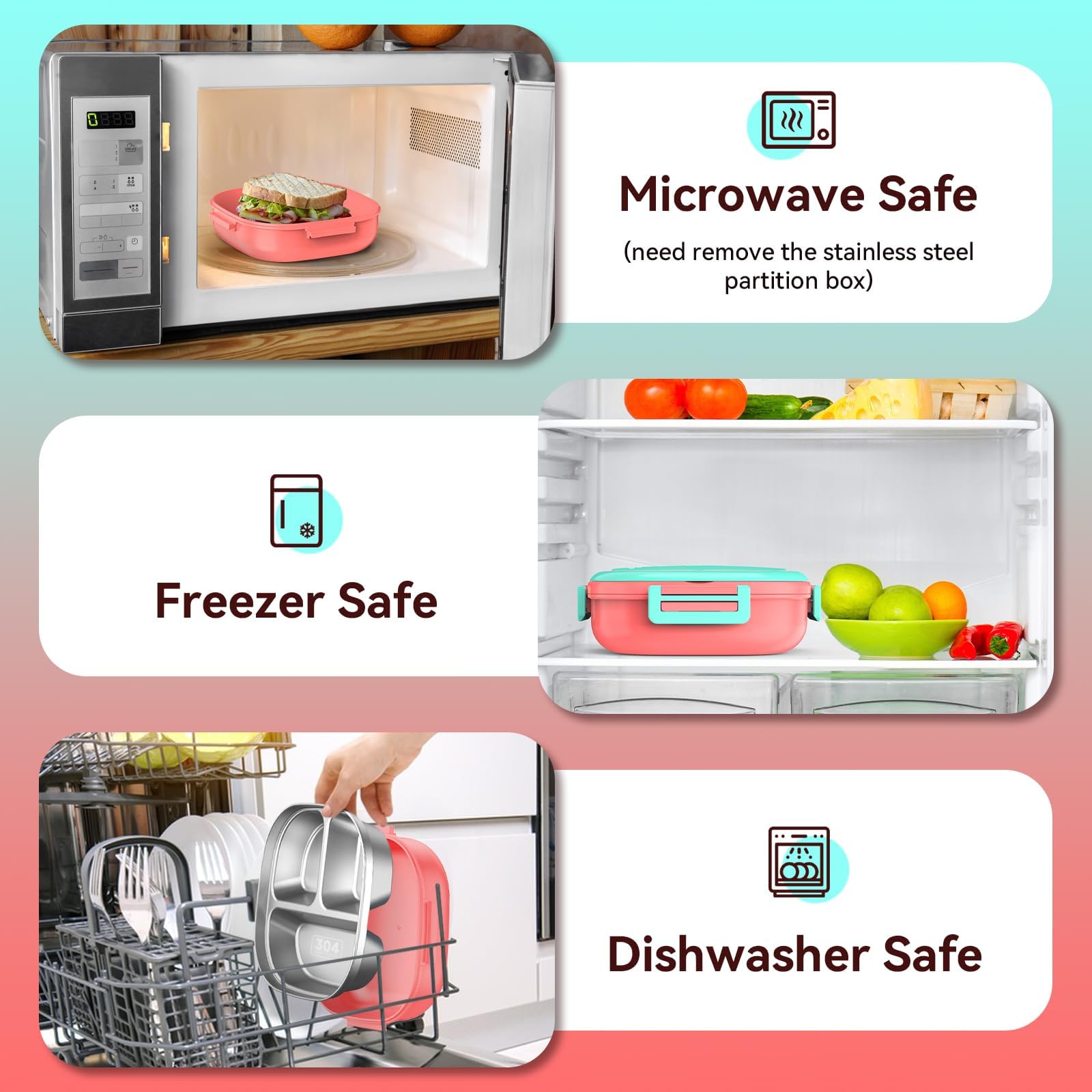 Amazon | PEDECO ステンレススチール 子供用弁当箱 漏れ防止 3