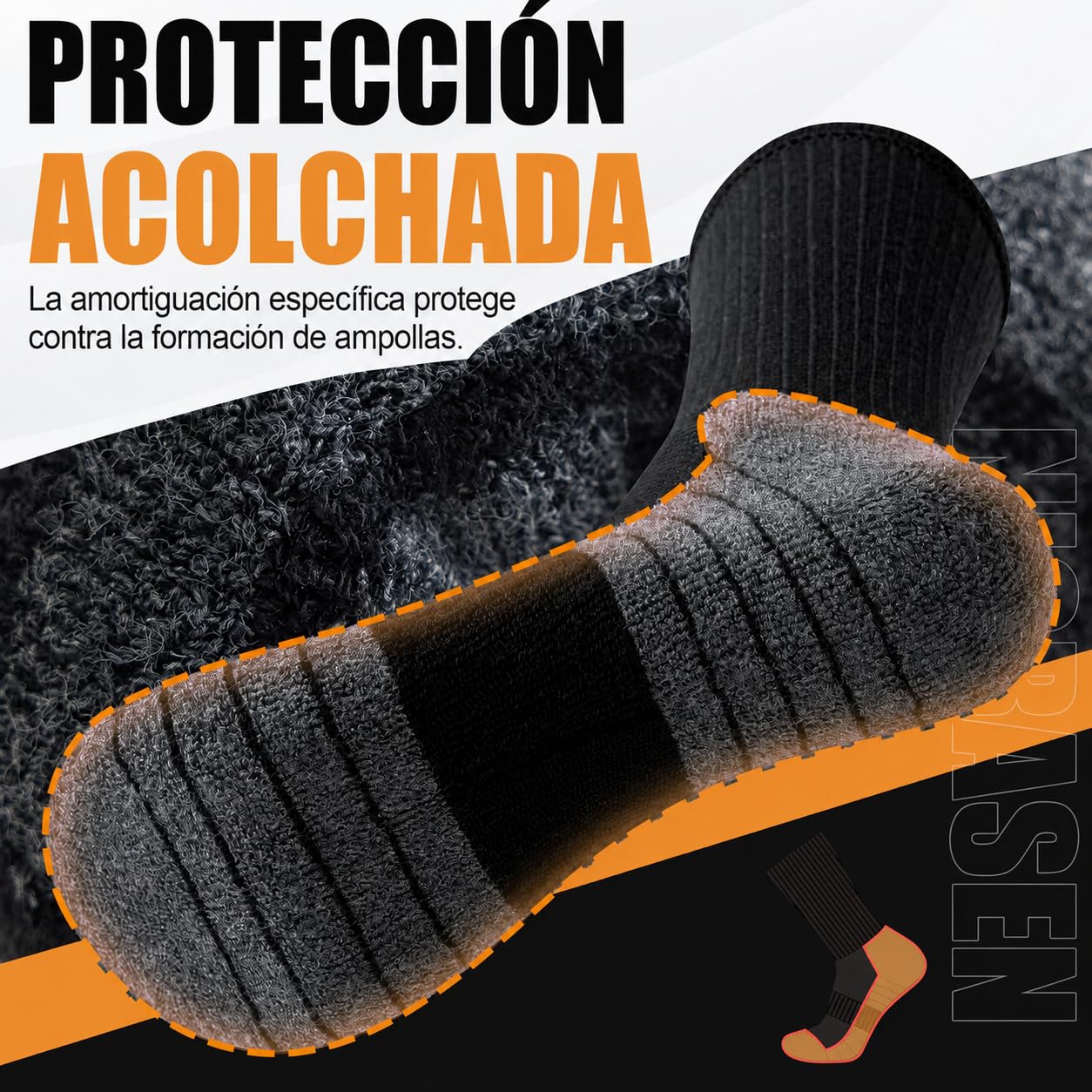 Niorasen Calcetines Hombre Mujer 6 Pares Algodón Transpirable Trekking Correr Amortiguación
