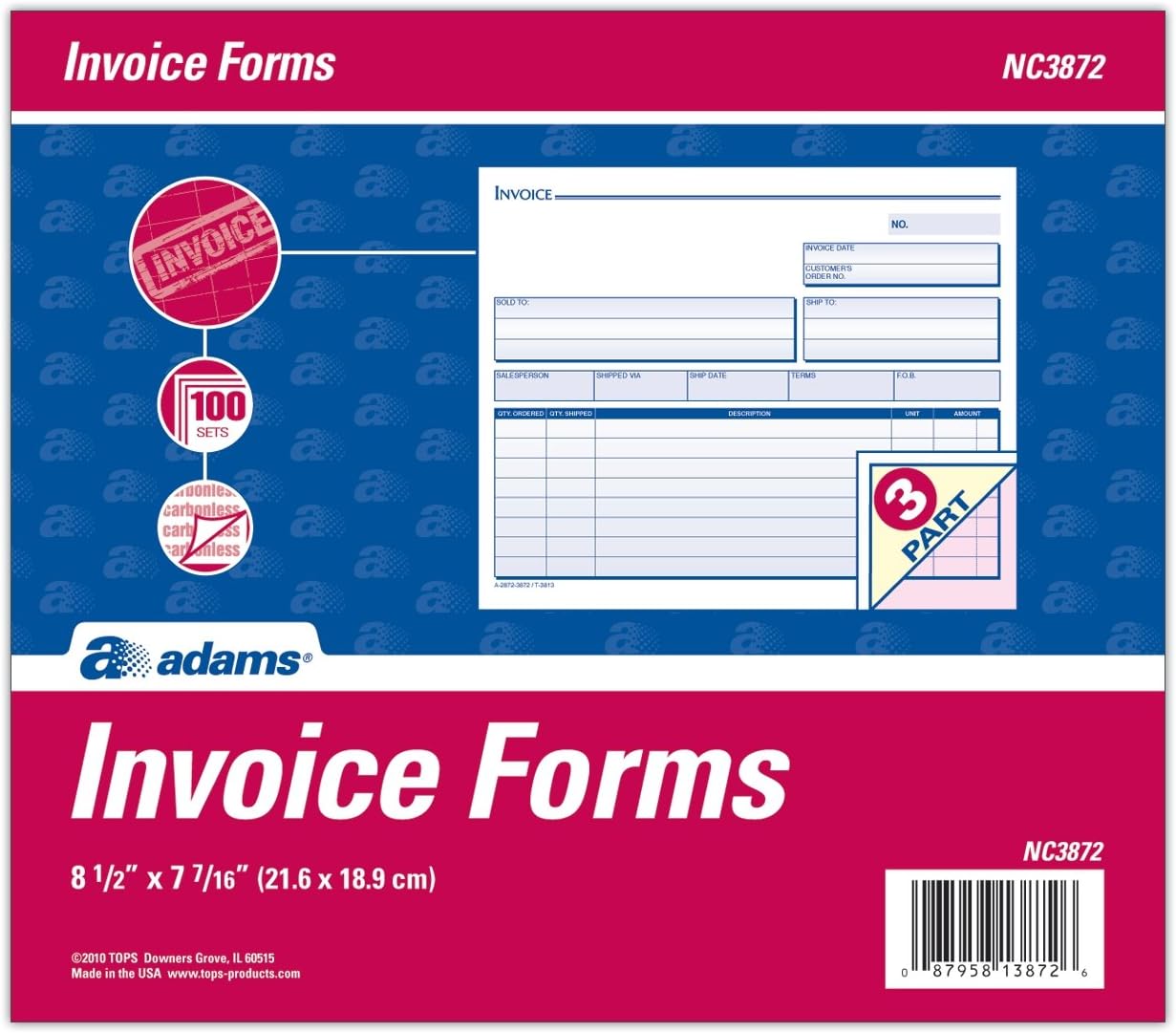 Amazon.com : Adams Invoice Unit Sets, 7.44 x 8.5 Inches, 3-Part ...