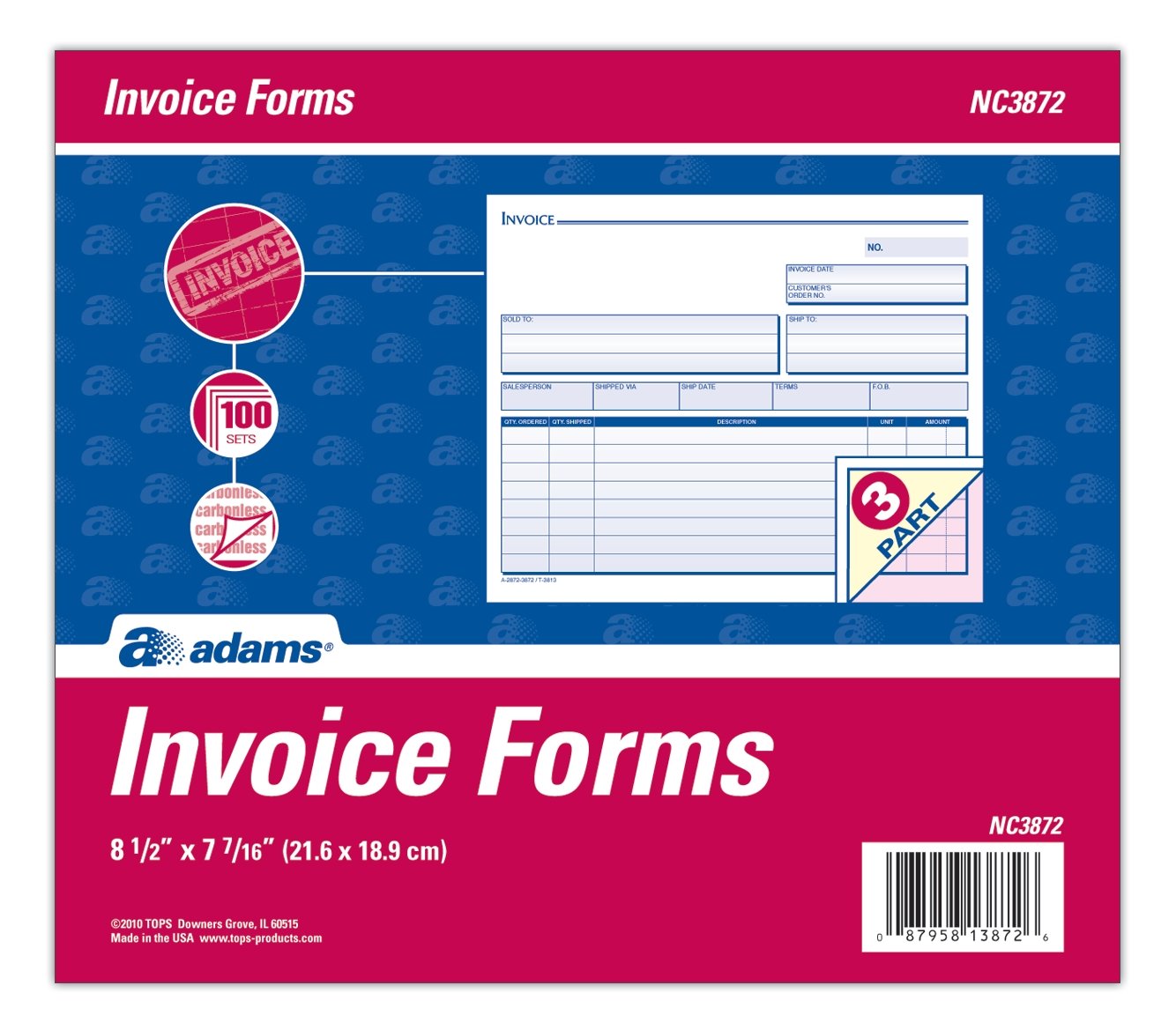 Amazon.com : Adams Invoice Unit Sets, 7.44 x 8.5 Inches, 3-Part ...