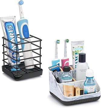 Chintu Toothbrush Holders for Bathrooms, Electric Toothbrush Organizer Tooth Brush Organization for Kids Family, Toothpaste Holder for Bathroom Vanity Organizer Storage