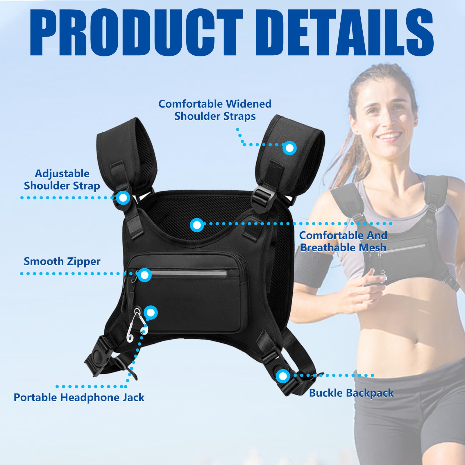 Gilet De Course Réfléchissant Avec Poche Téléphone étanche - Ceinture Réglable Homme/femme - Léger 200g