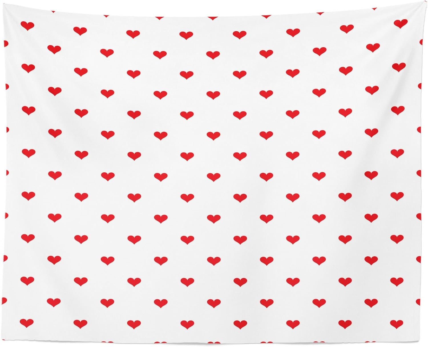Lunarable Romantic Tapestry, Heart Valentines Loves Anniversary Celebration Print, Fabric Wall Hanging Decor for Bedroom Living Room Dorm, 45" X 30", Vermilion and White