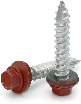 Hex Washer Head Mechanical Galvanized Roofing Screws Red Finish - #14 x 2-1/2" Qty 100